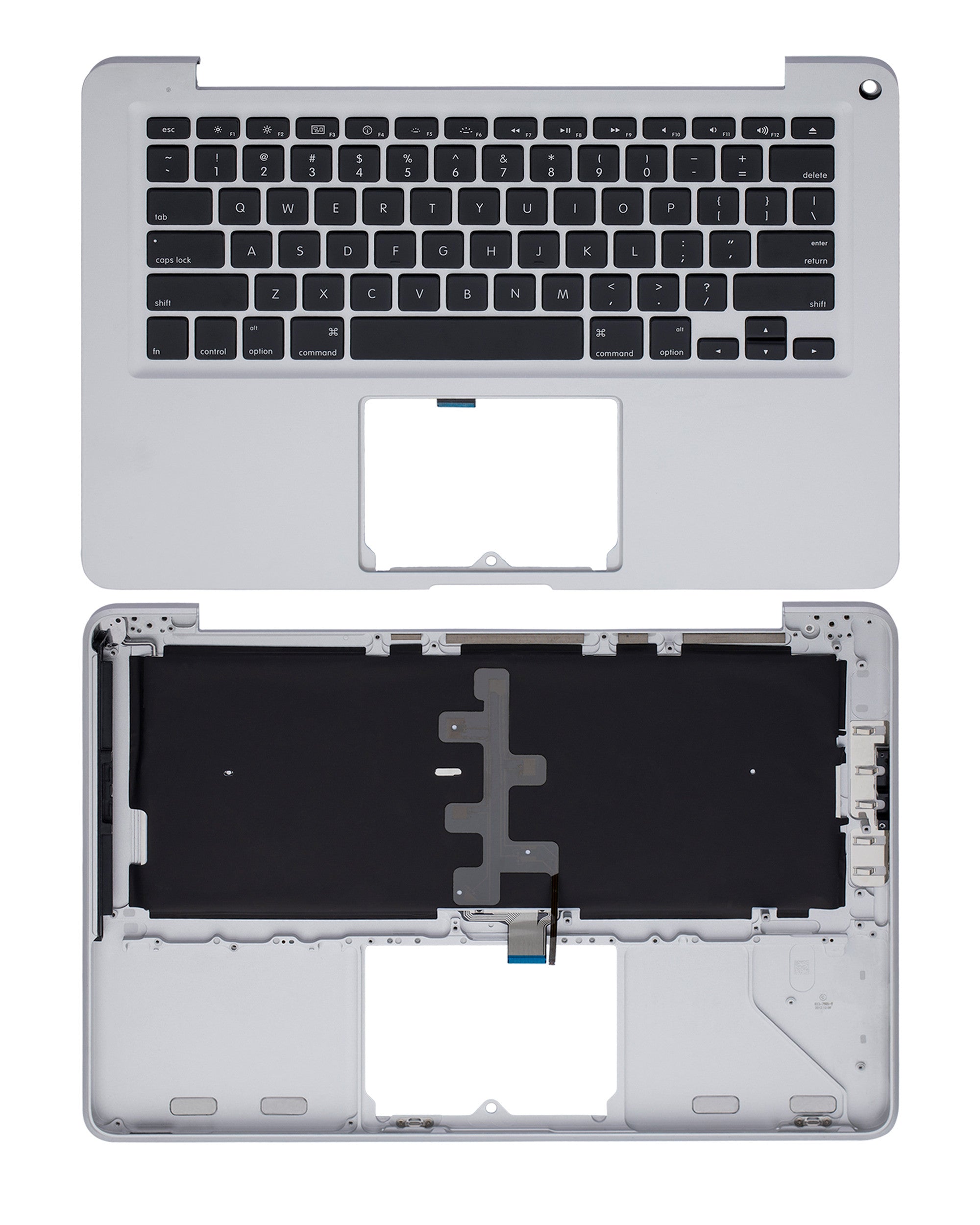 TOP CASE WITH KEYBOARD (US ENGLISH) FOR MACBOOK UNIBODY 13" A1278 (LATE 2008) (USED OEM PULL: COSMETIC GRADE: NEW)