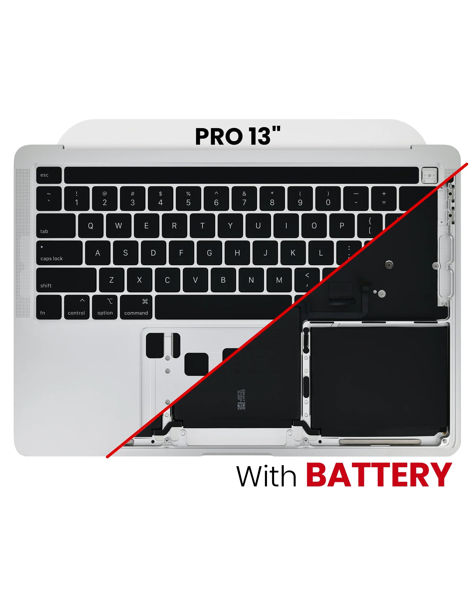 SILVER TOP CASE ASSEMBLY WITH KEYBOARD AND BATTERY FOR MACBOOK PRO 13" M1 A2338 (LATE 2020)