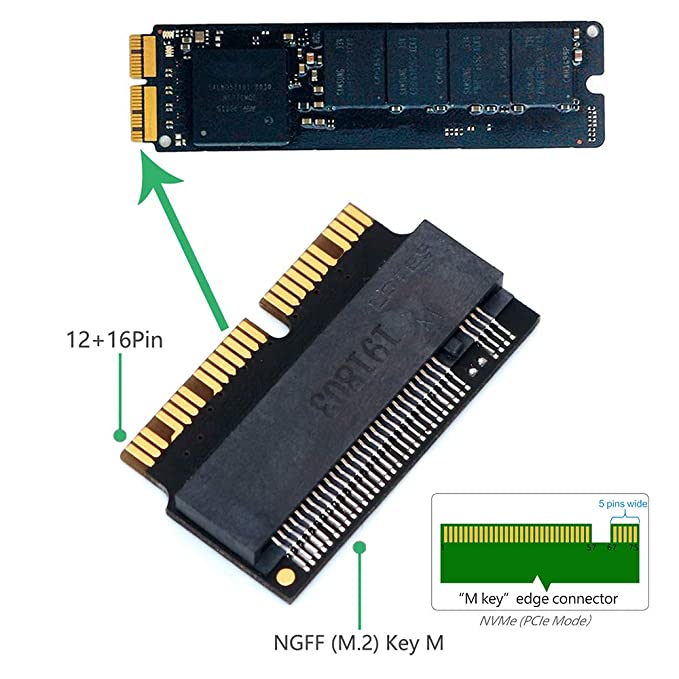 M2 NVME SSD Convert Adapter Card Upgrade for MacBook Air & Pro A1465 A1466 A1398 A1502 NVME/AHCI SSD Upgraded Kit for (2013-2017)