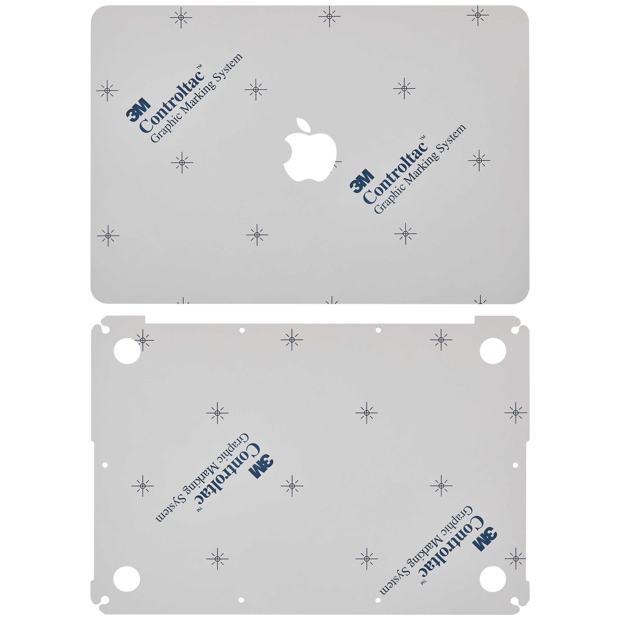 2 in 1 (Top and Bottom) Skin Compatible For Macbook Pro 13" Retina (A1502 / 2015) (A1425 / Mid 2012 / Early 2013) (Silver)