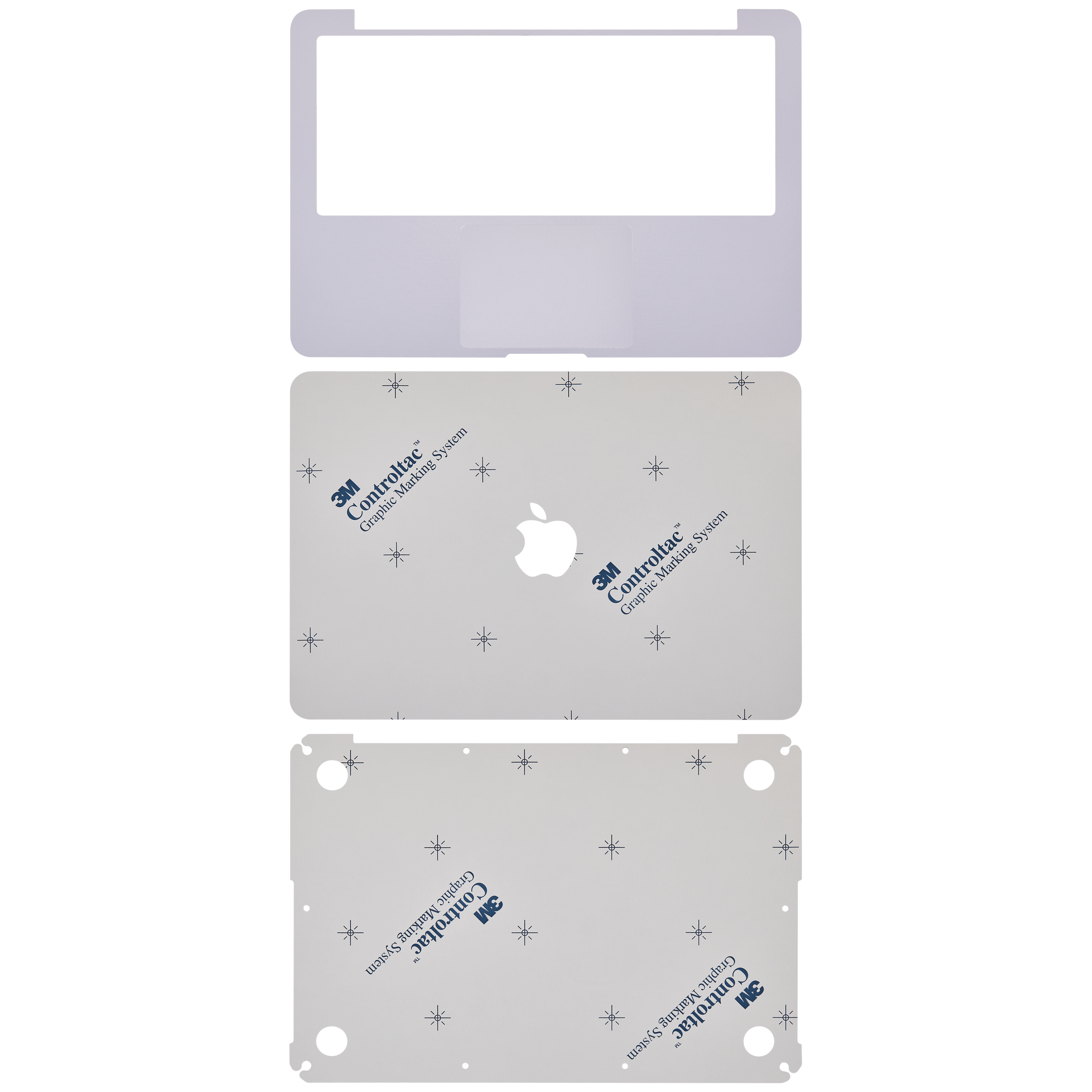 4 in 1 (Top, Bottom, Keyboard, Palm rest) Skin Compatible For Macbook Pro 13" Retina (A1502 / 2015) (A1425 / Mid 2012 / Early 2013) (Silver)