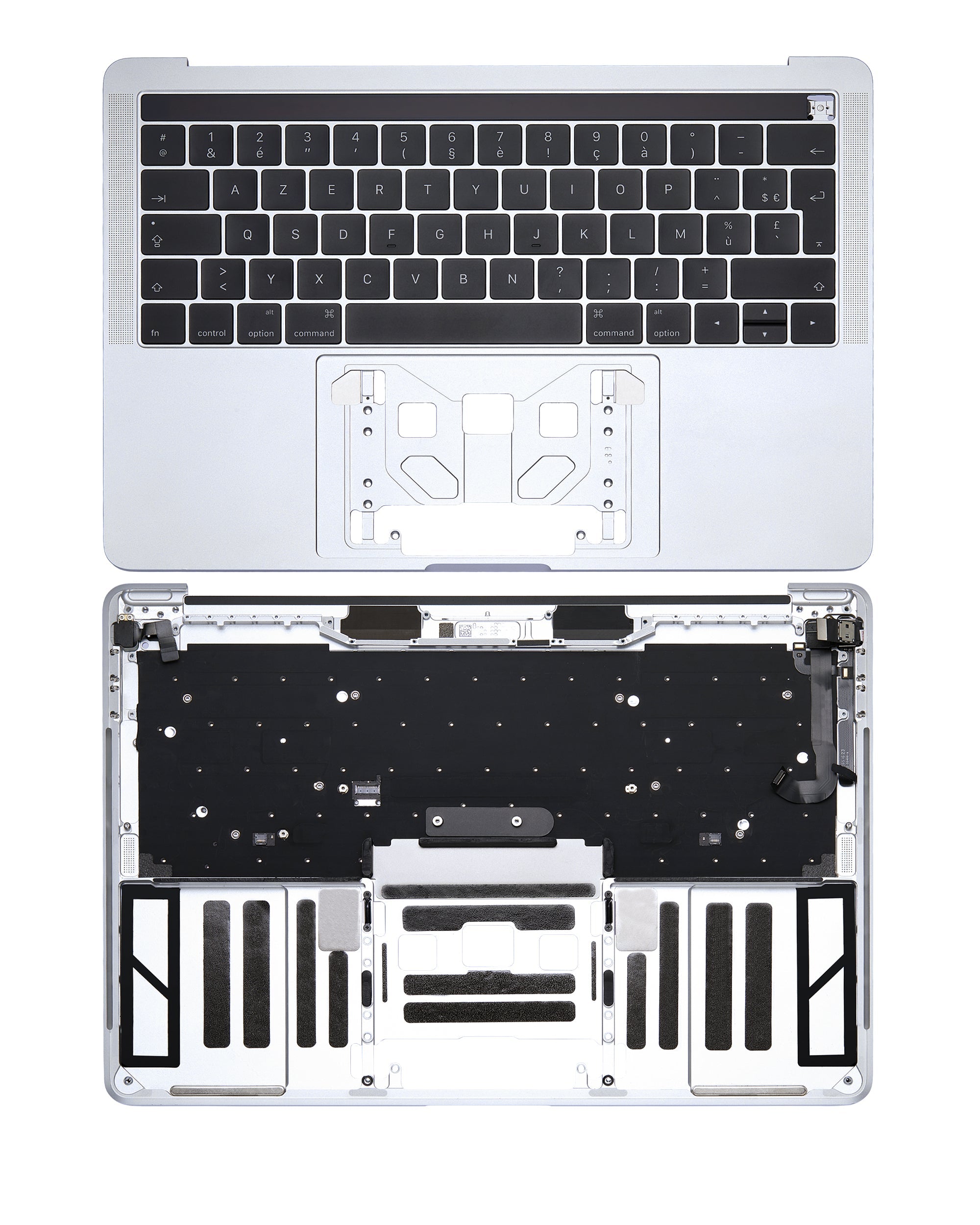 Top Case With Keyboard Compatible For MacBook Pro 13" W/ Touch Bar (A1706 / Late 2016 / Mid 2017) (French Keyboard) (Silver)