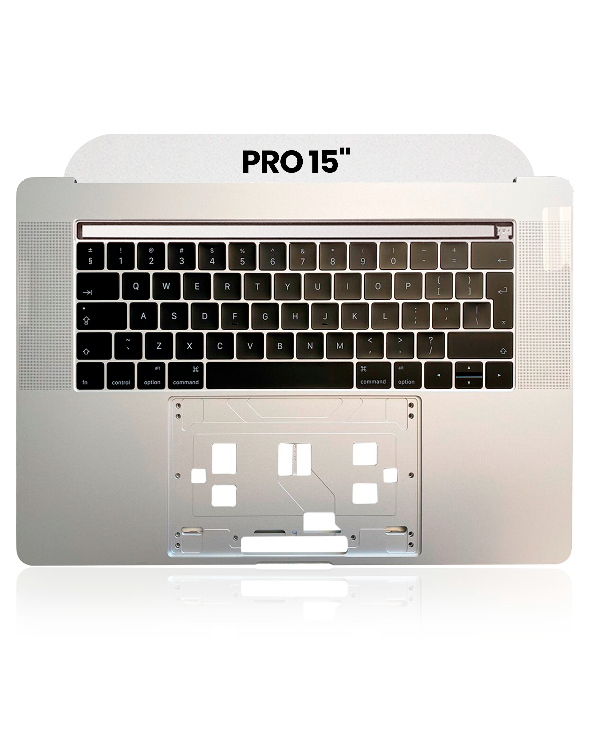 Top Case With Keyboard Compatible For MacBook Pro 15" W/ Touch Bar (A1707 / Late 2016 / Mid 2017) (UK Keyboard) (Used OEM Pull: Grade New) (Silver)