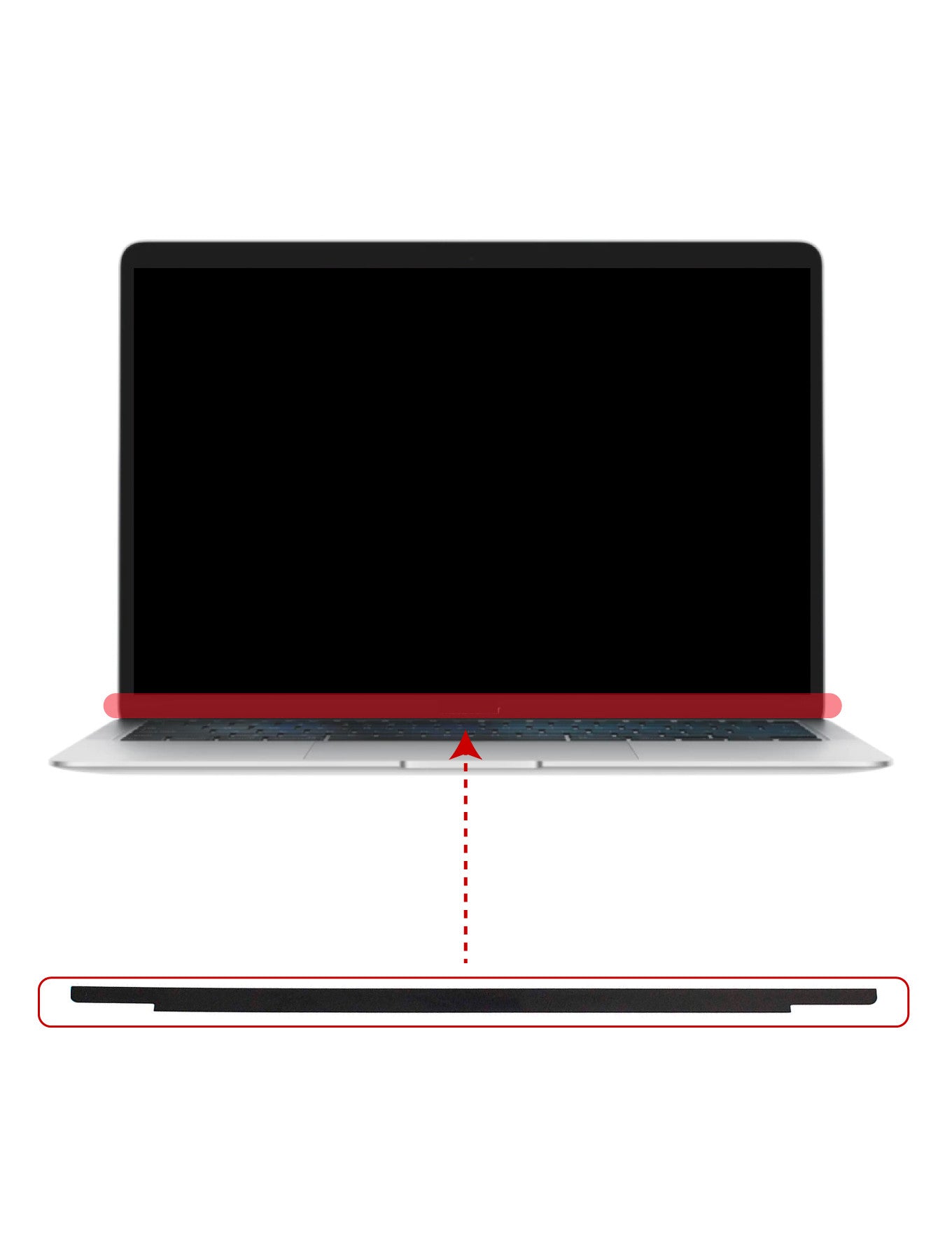 DISPLAY BOTTOM GLASS BEZEL STRIP (WITHOUT LOGO) COMPATIBLE FOR MACBOOK AIR 13" A1932 / A2179 / A2337