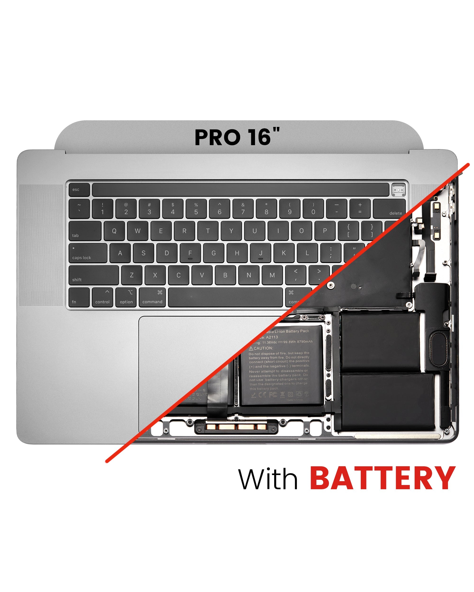 Top Case Assembly With Battery And Keyboard Compatible For MacBook Pro 16" (A2141 / Mid 2019) (US English) (Used OEM Pull: Grade New) (Space Gray)