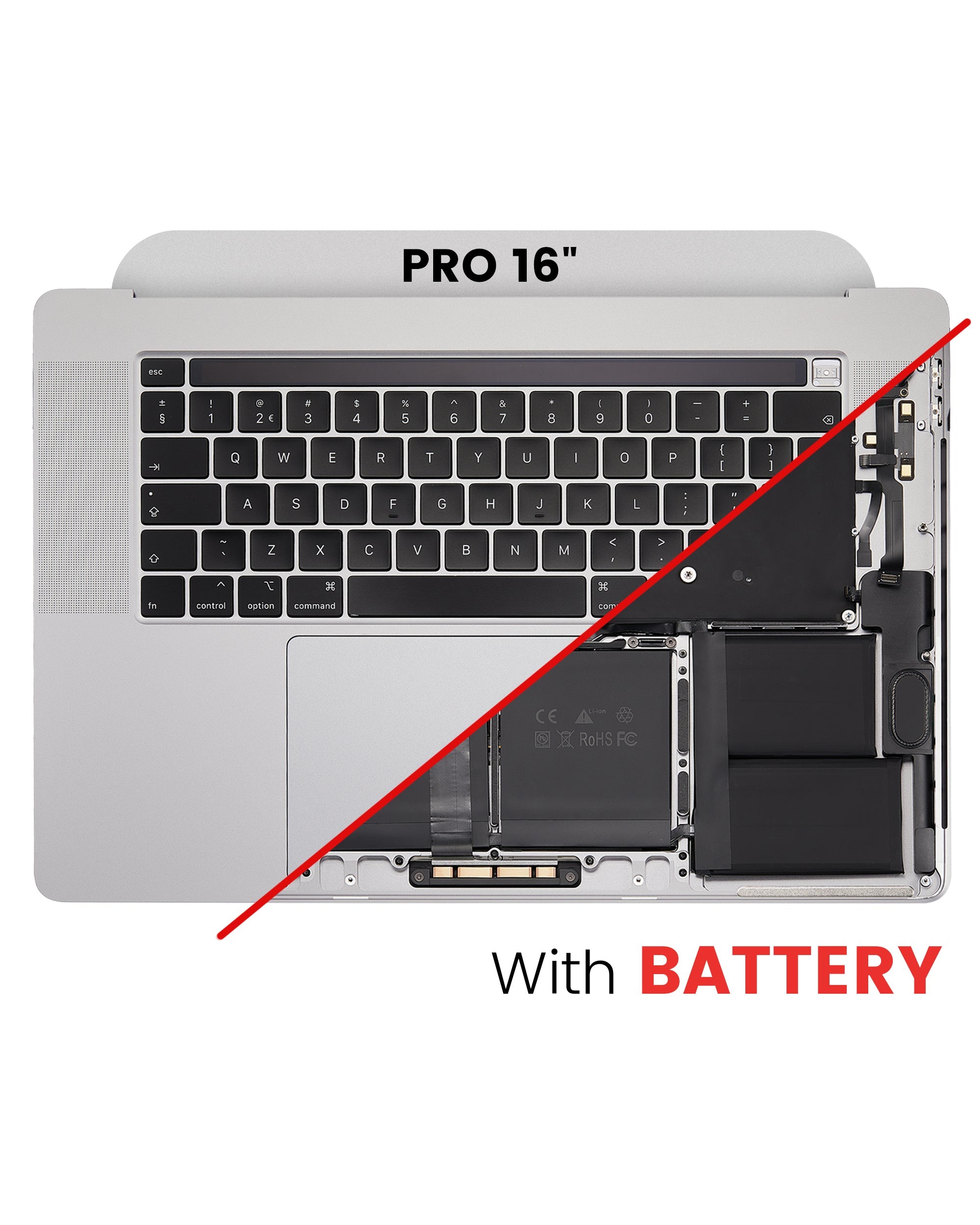 Top Case Assembly With Battery And Keyboard Compatible For MacBook Pro 16" (A2141 / Mid 2019) (UK English) (Used OEM Pull: Grade A) (Space Gray)