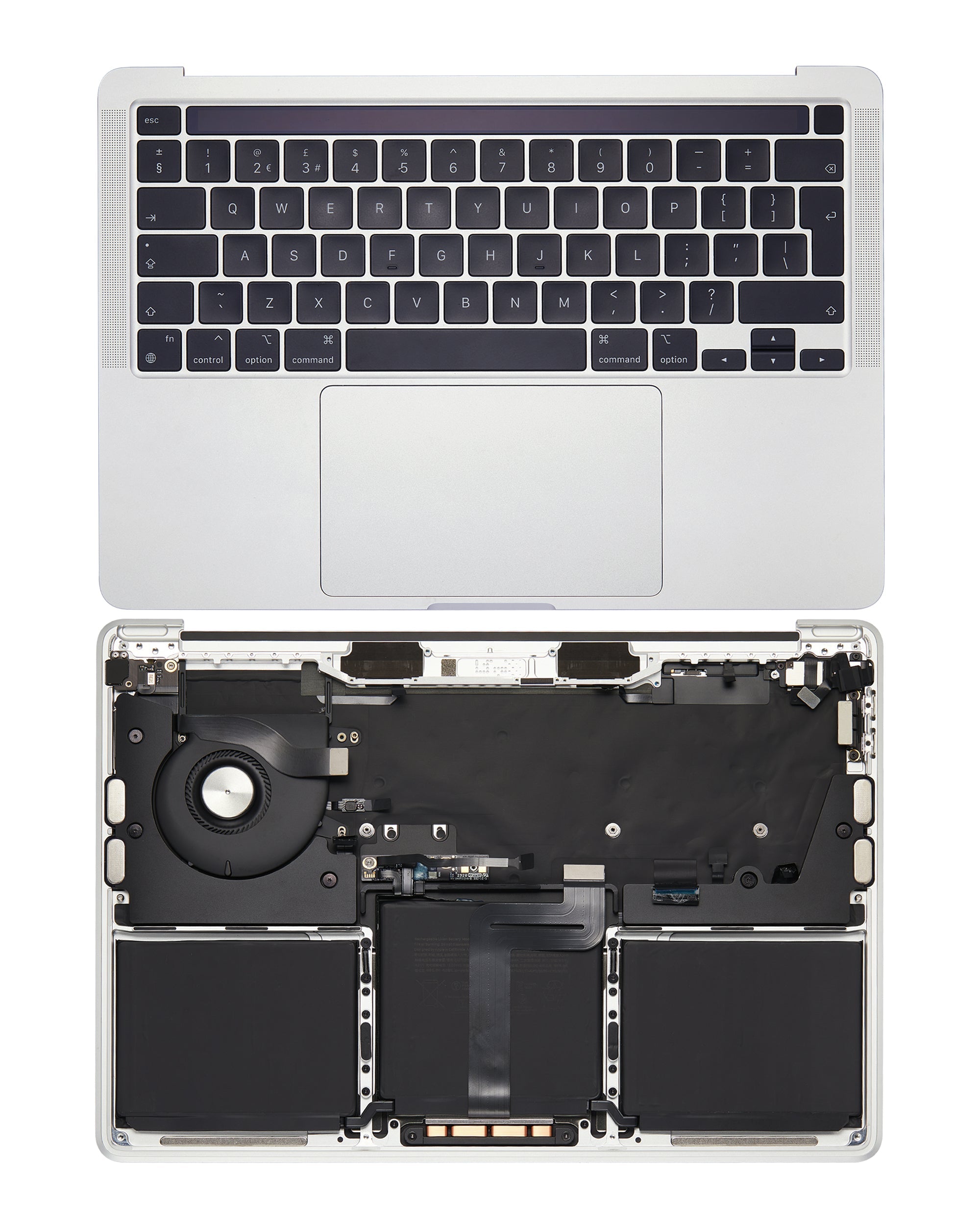 Top Case Assembly With Battery And Keyboard Compatible For MacBook Pro 13" (A2338 / Late 2020) (Silver) (UK Keyboard)