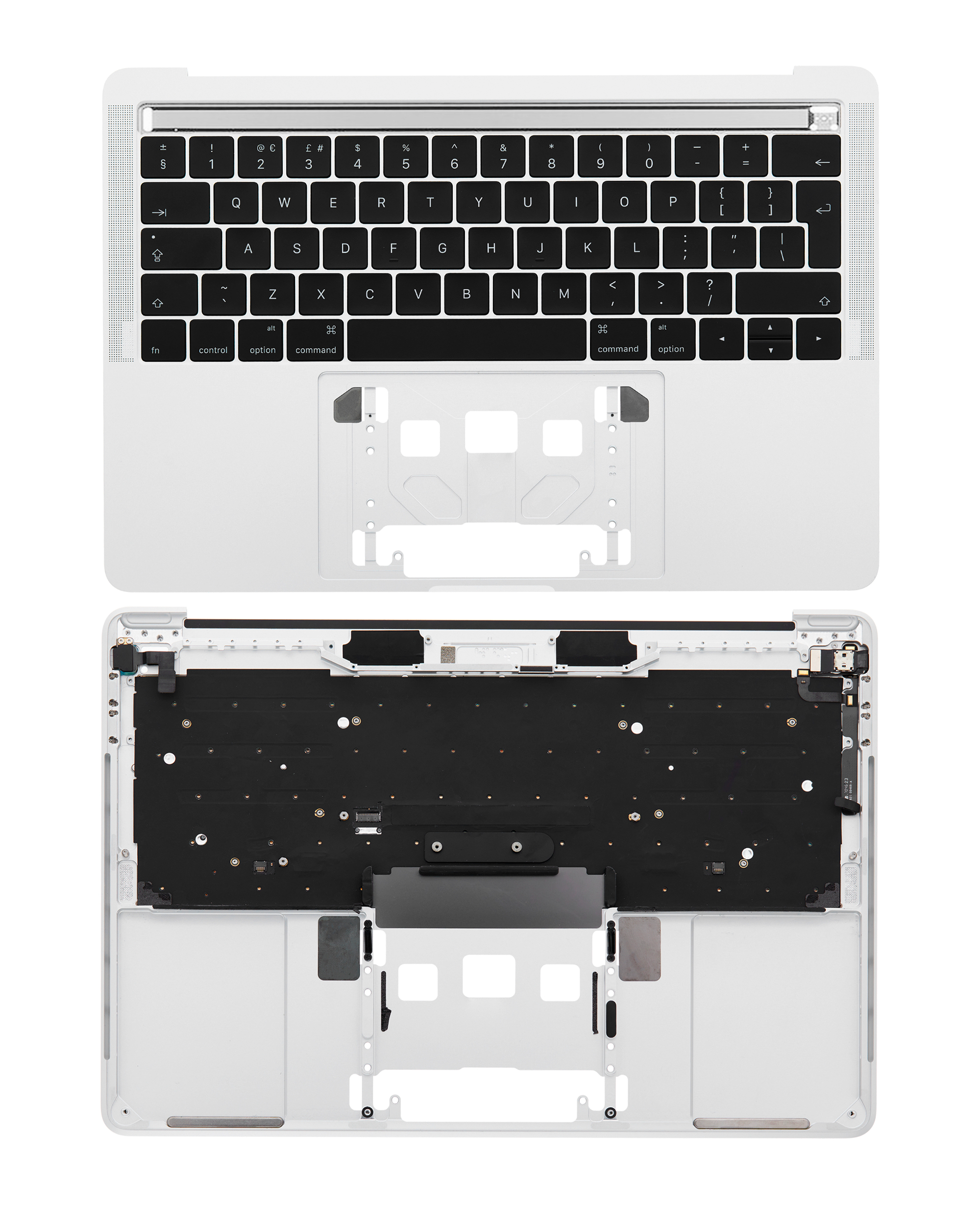 Top Case With Keyboard Compatible For MacBook Pro 13" W/ Touch Bar (A1706 / Late 2016 / Mid 2017) (UK English) (Used OEM Pull: Grade A) (Silver)