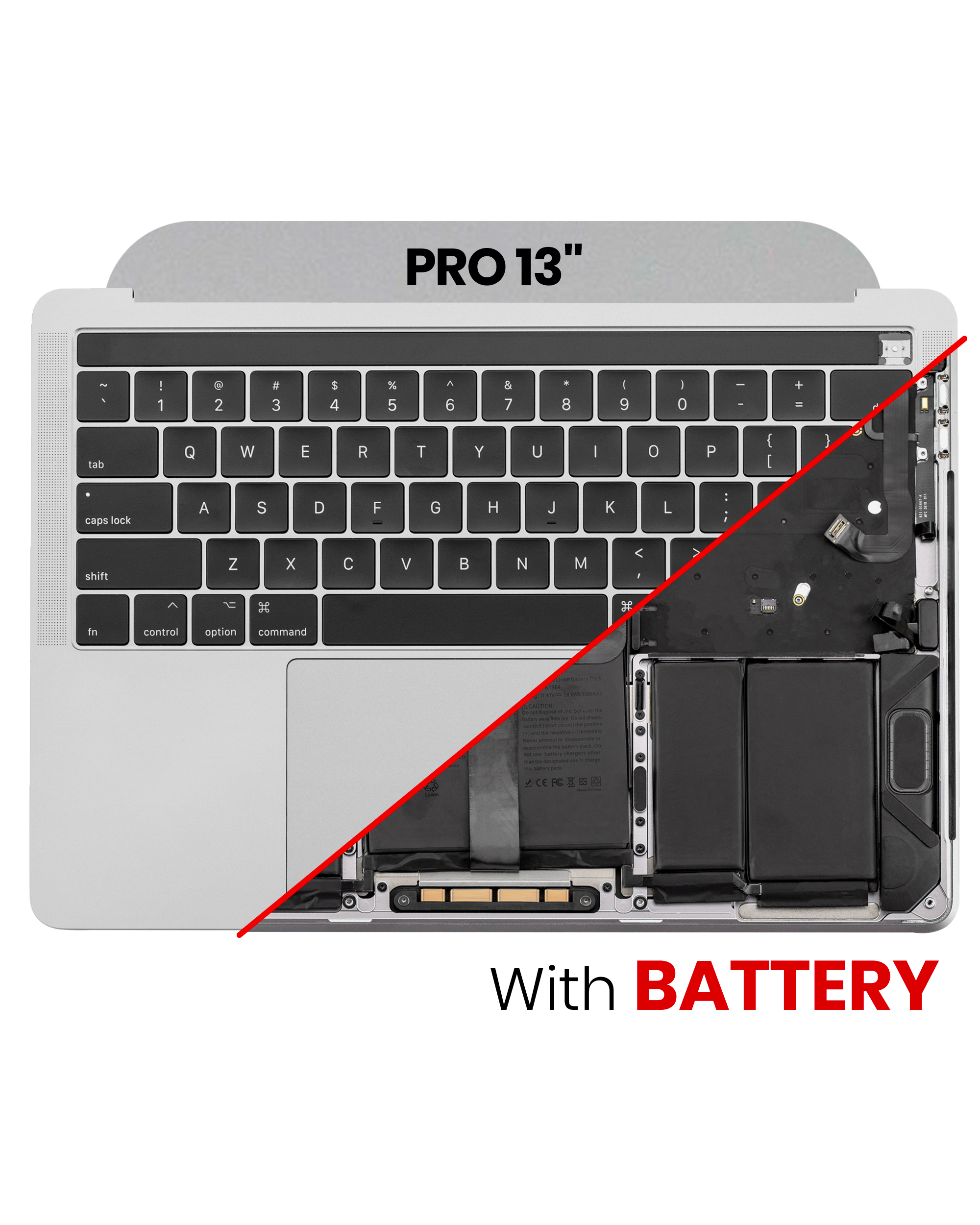 Top Case Assembly (With Battery And Keyboard) Compatible For MacBook Pro 13" (A1989 / Late 2018 / Early 2019) (US Keyboard) (Used OEM Pull: Grade A) (Space Gray)