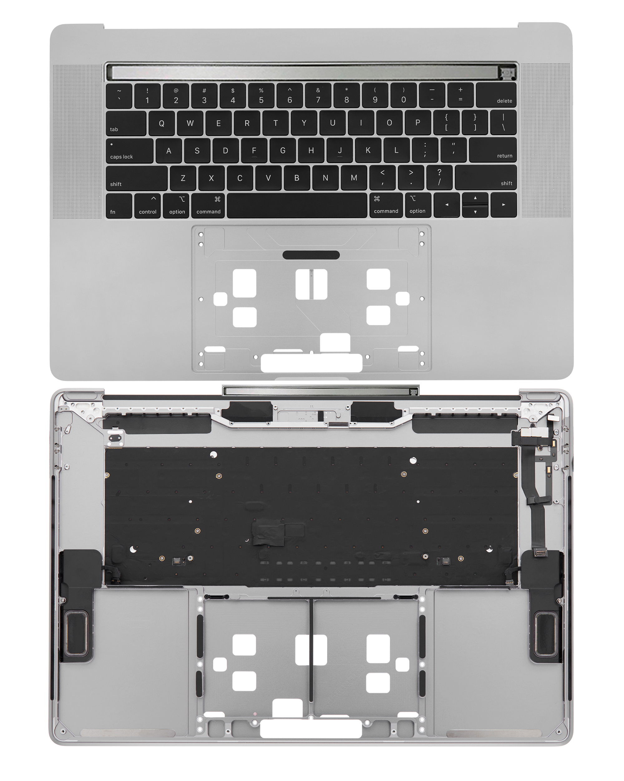 Top Case With Keyboard Compatible For MacBook Pro 15" Touch Bar (A1990 / Late 2018 / Early 2019) (US English) (Used OEM Pull: Grade B/C) (Silver)