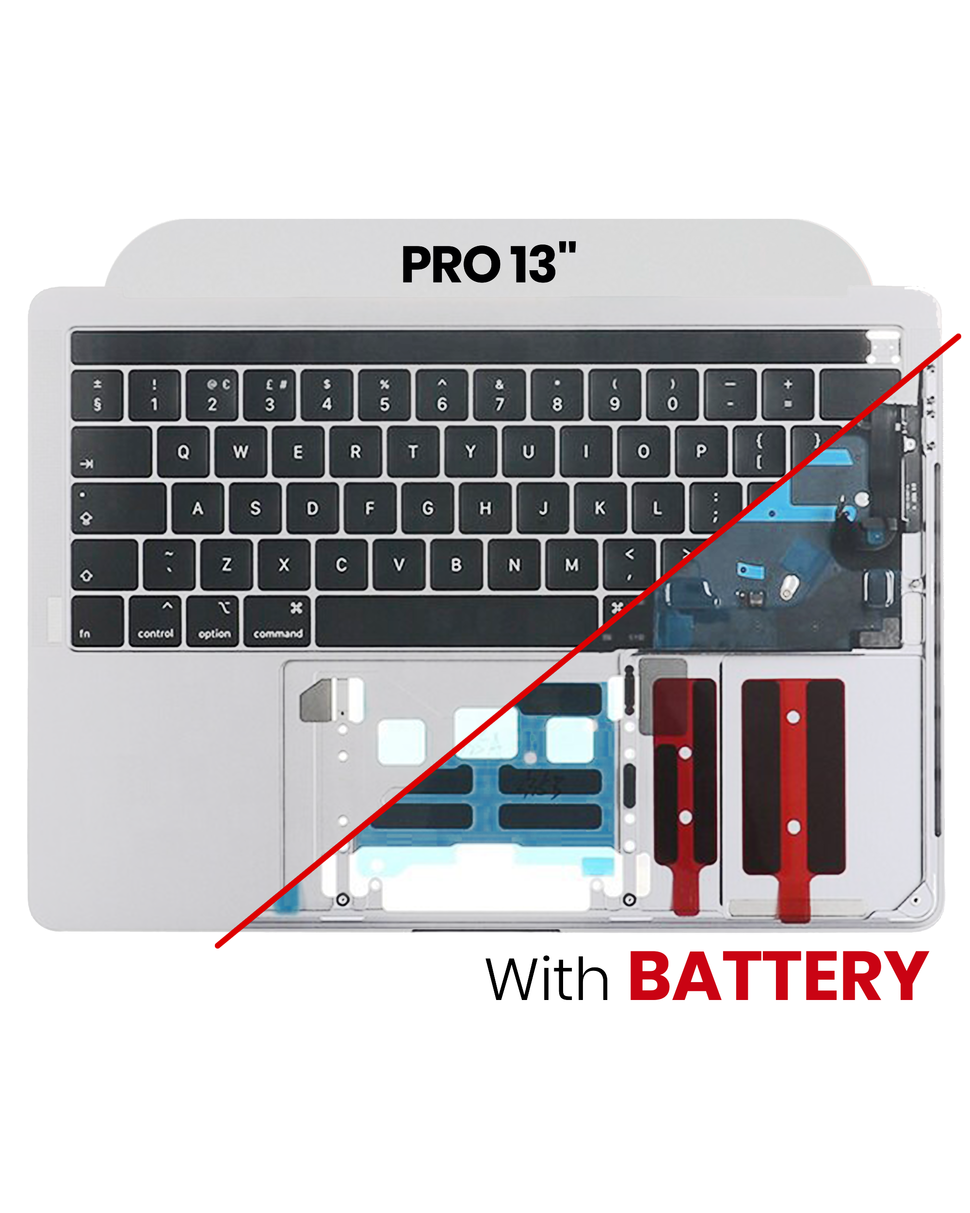 Top Case Assembly (with Battery and keyboard) Compatible For Macbook Pro 13" (A1989 / Late 2018 / Early 2019) (UK Keyboard) (Silver)