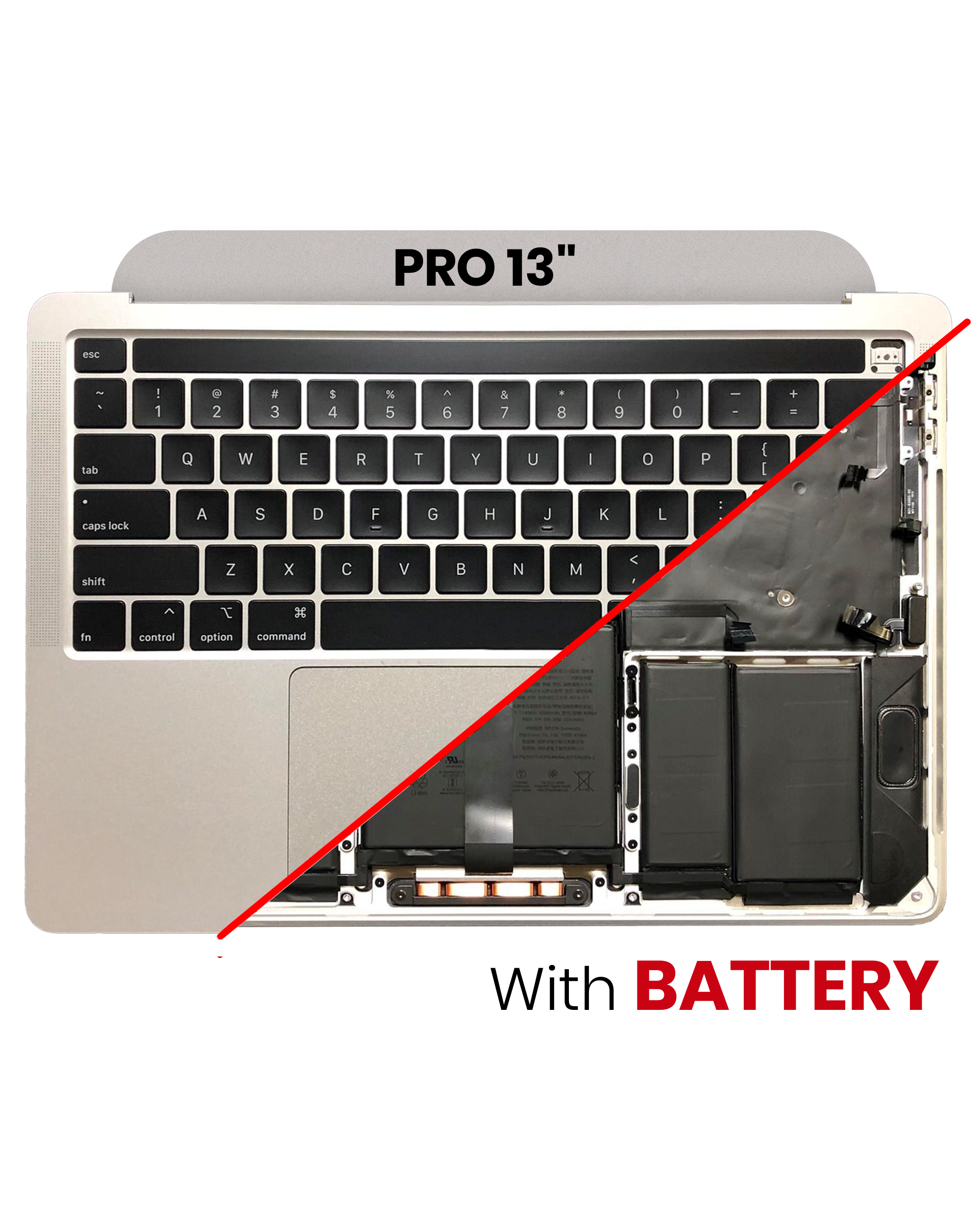 Top Case With Keyboard Compatible For MacBook Pro 13" (A2251 / Mid 2020) (US Keyboard) (Silver)