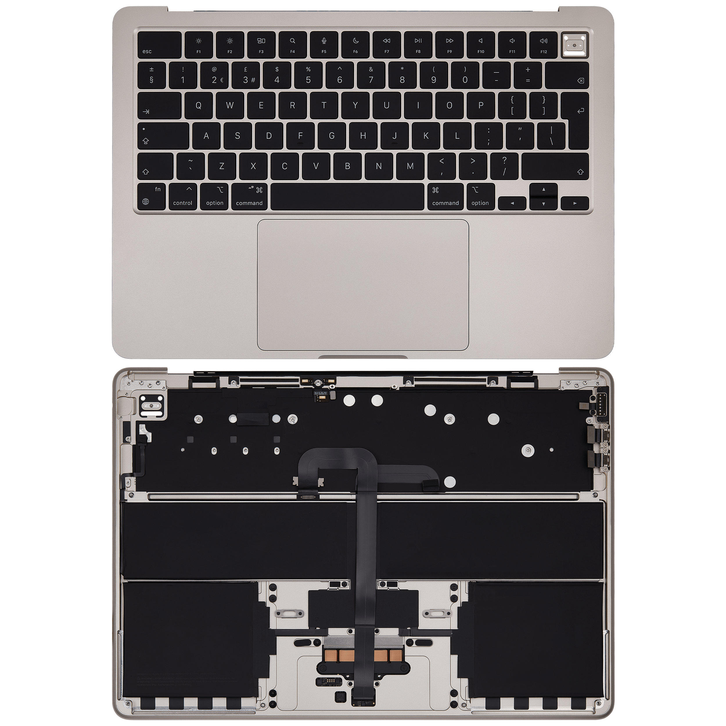 Top Case Assembly With Battery And Keyboard Compatible For MacBook Air 13" (A2681 / Mid 2022) (Starlight) (UK Keyboard)