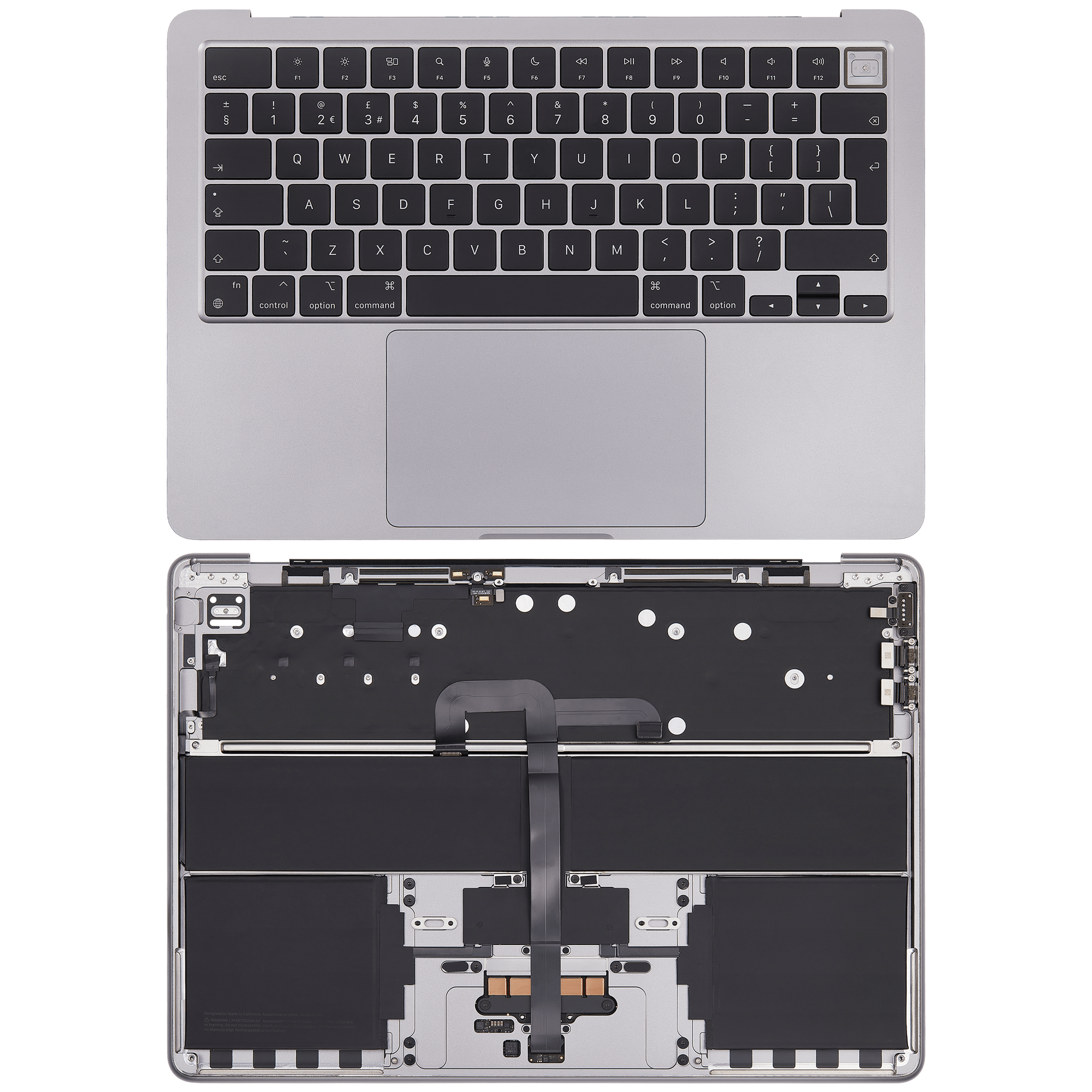 Top Case Assembly With Battery And Keyboard Compatible For MacBook Air 13" (A2681 / Mid 2022) (Space Gray) (UK Keyboard)