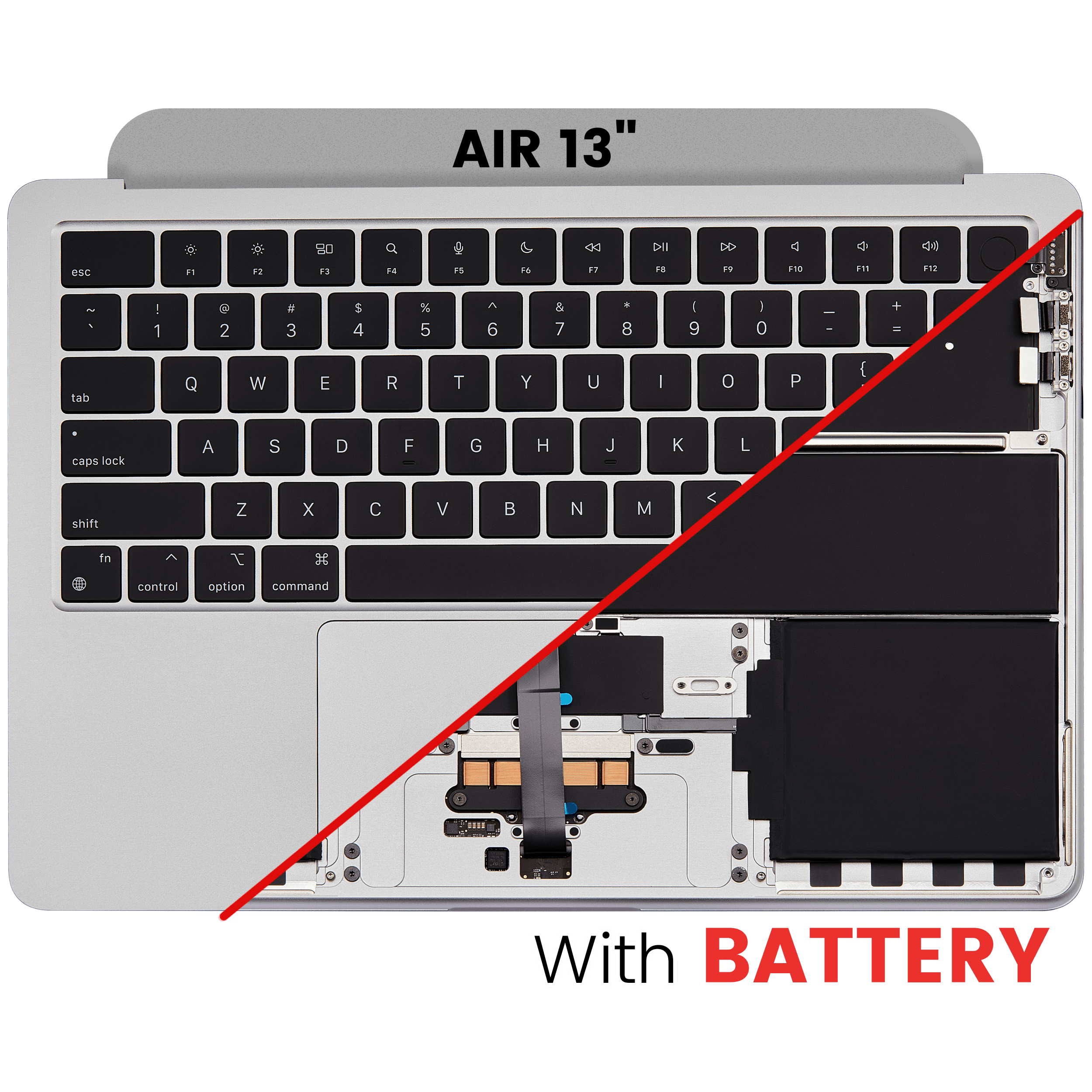 Top Case Assembly With Battery And Keyboard Compatible For MacBook Air 13" (A2681 / Mid 2022) (US Keyboard) (Silver)