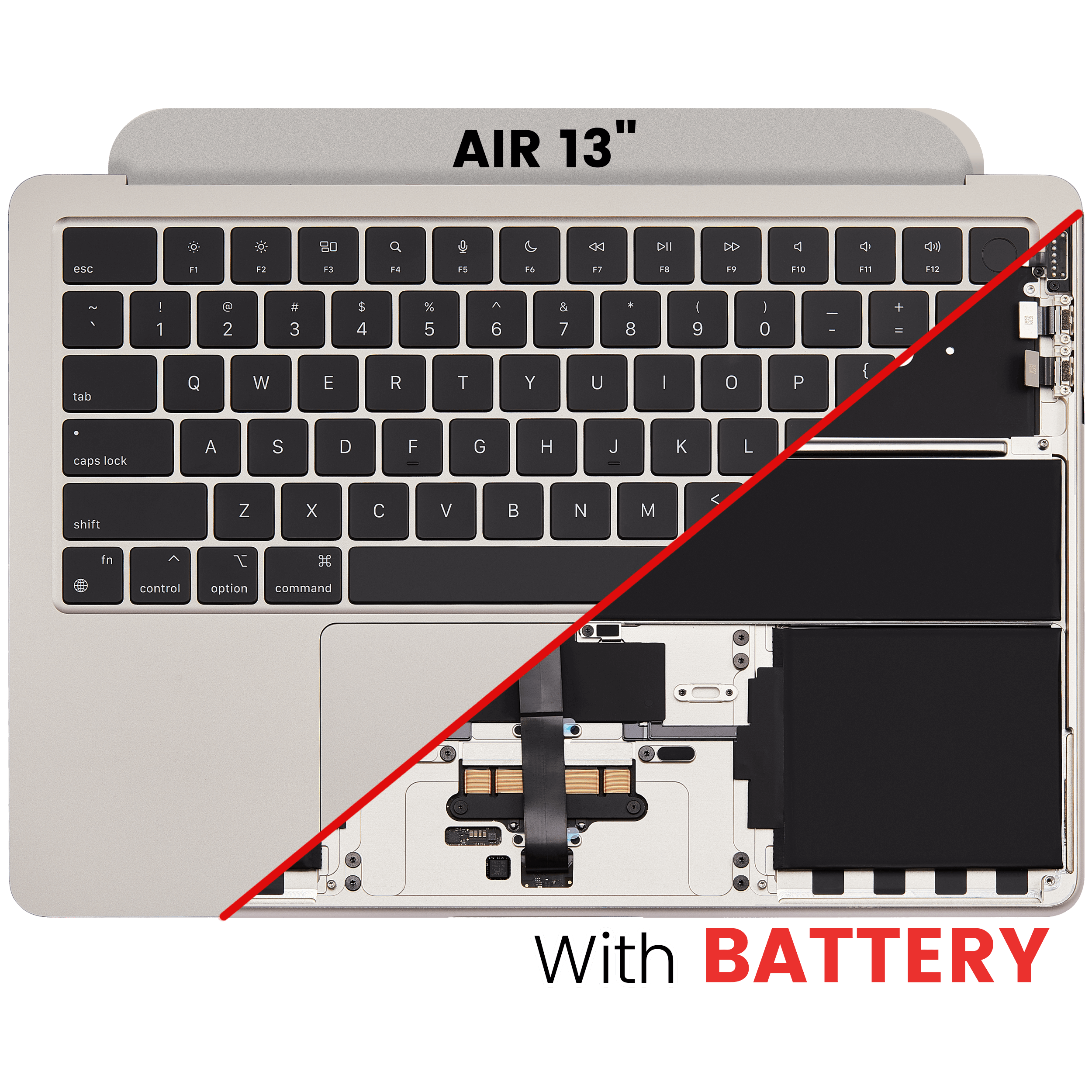 Top Case Assembly With Battery And Keyboard Compatible For MacBook Air 13" (A2681 / Mid 2022) (US Keyboard) (Starlight)