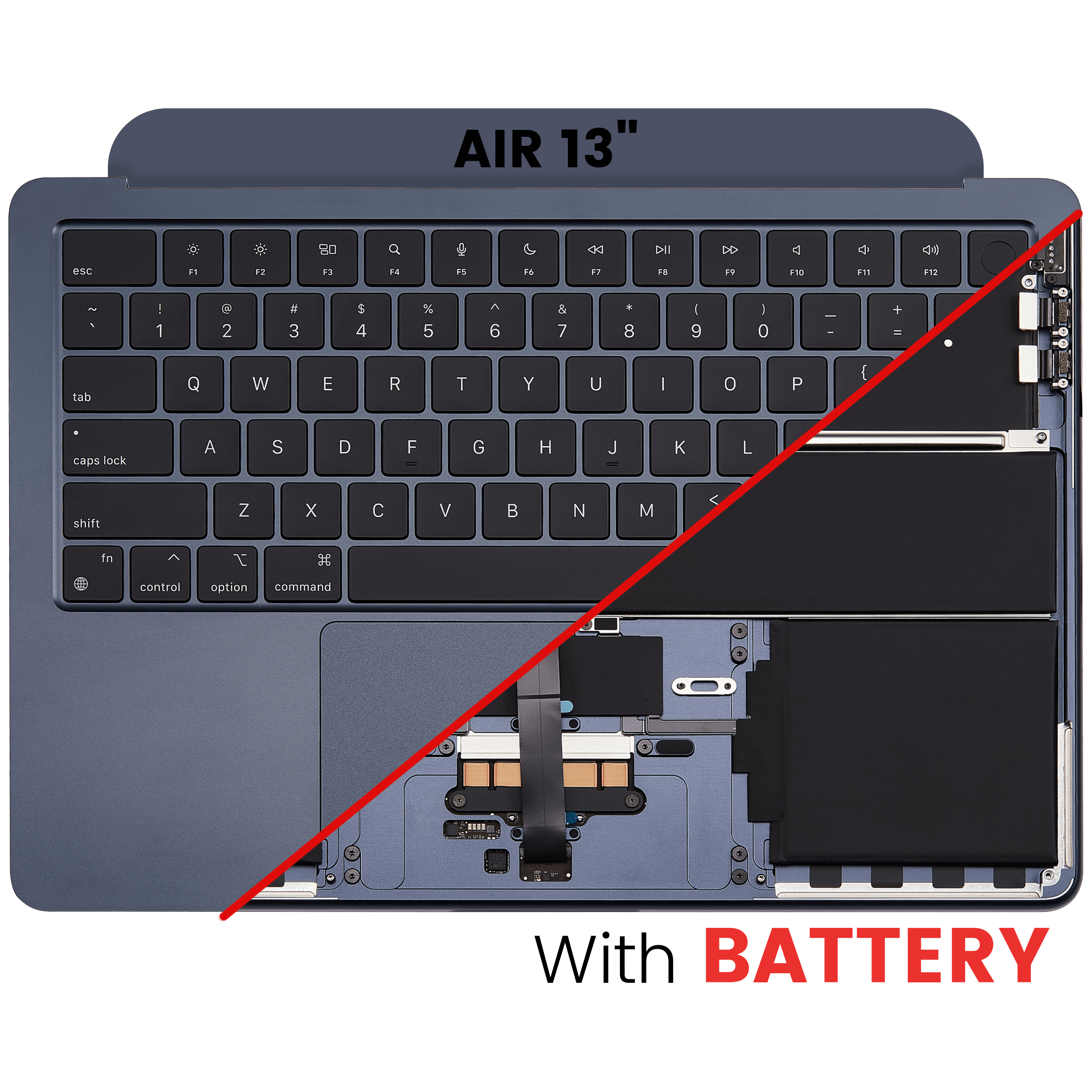 Top Case Assembly With Battery And Keyboard Compatible For MacBook Air 13" (A2681 / Mid 2022) (US Keyboard) (Midnight)