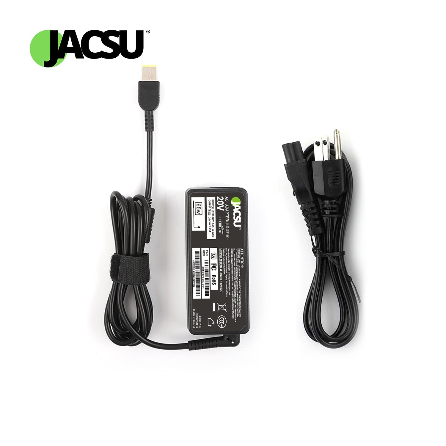 Jacsu 20V 3.25A 65W USB AC Laptop Charger Adapter For Lenovo Thinkpad X301S X230S G500 G405 X1 Carbon E431 E531